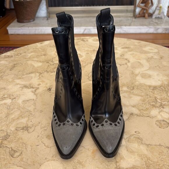 Alexander Wang Leather Wingtip Cowboy Wedge Booties - Picture 5 of 15